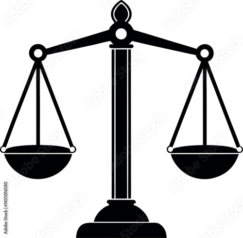 Weigh Scale Silhouette in Black | Fairness and Equality Concept Vector