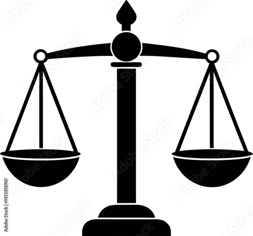 Weigh Scale Silhouette in Black | Fairness and Equality Concept Vector