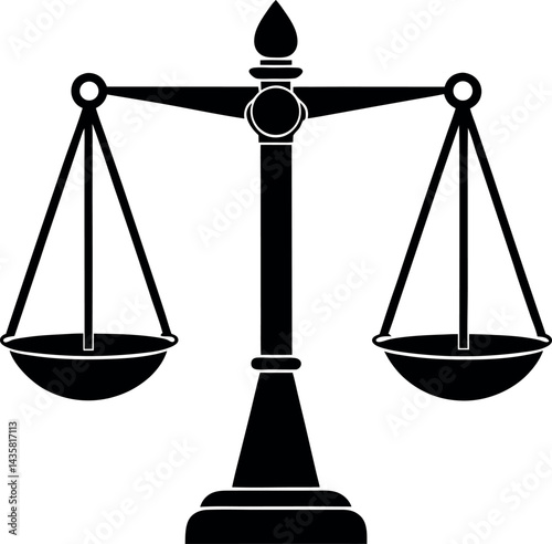 Weigh Scale Silhouette in Black | Fairness and Equality Concept Vector