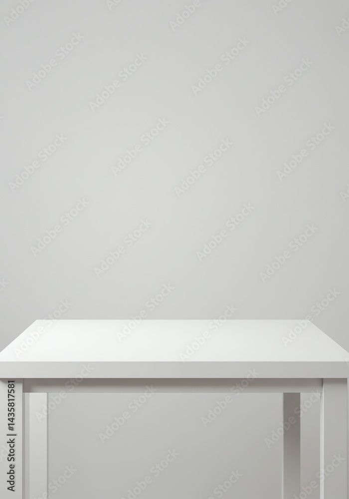 Fototapeta premium White Table Against Neutral Background for Product Mockups