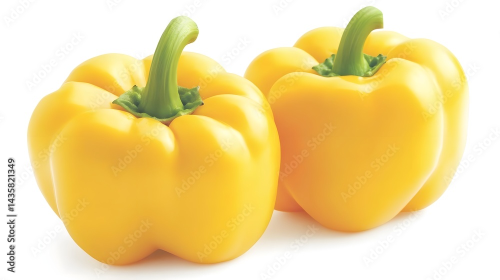 Fresh Yellow Bell Pepper on Clean White Background for Cooking Ideas Fresh Yellow Bell Pepper on Clean White Background for Cooking Ideas
