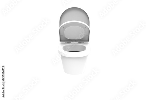 toilet set open front view without shadow 3d render