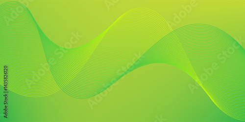 Modern abstract green gradient background with waves