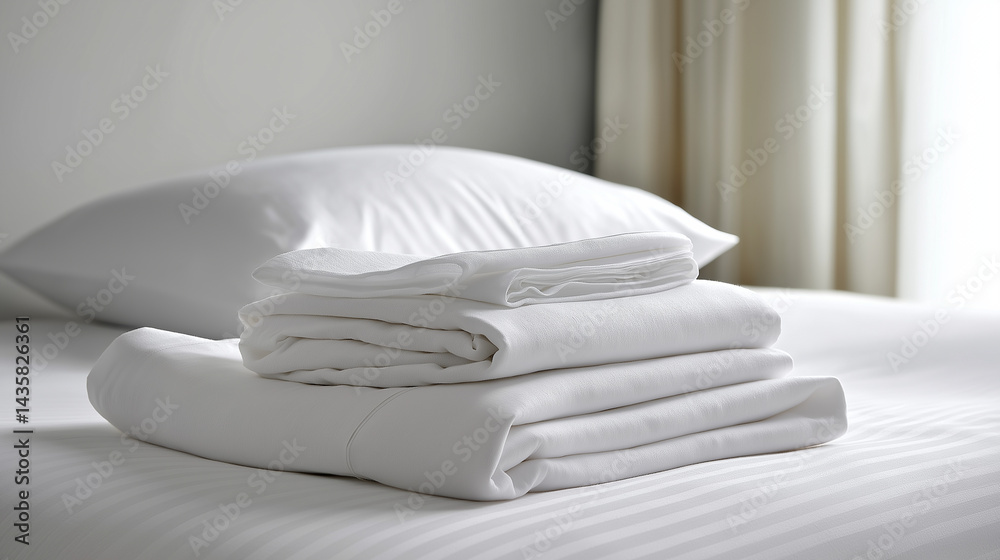 Luxurious silk bed linens on a pristine white background