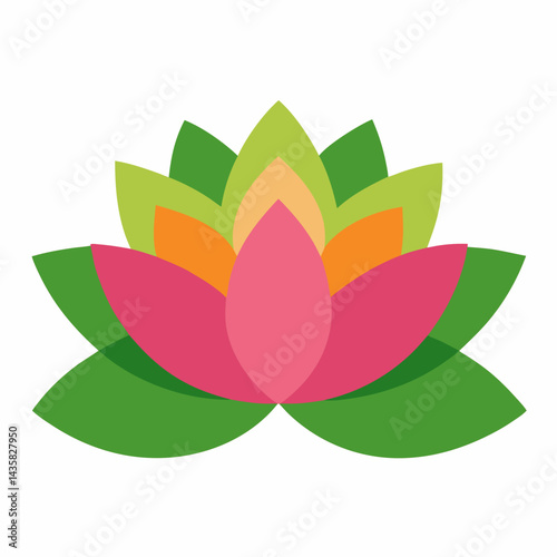 vector illustration of lotus flower on white background