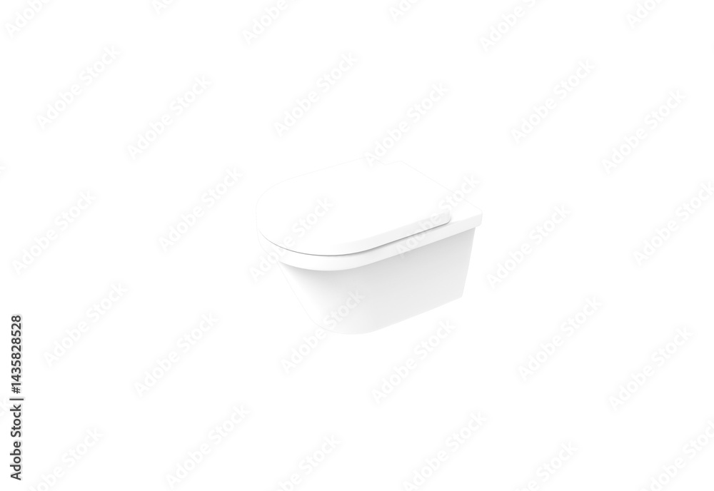 toilet set close top view without shadow 3d render