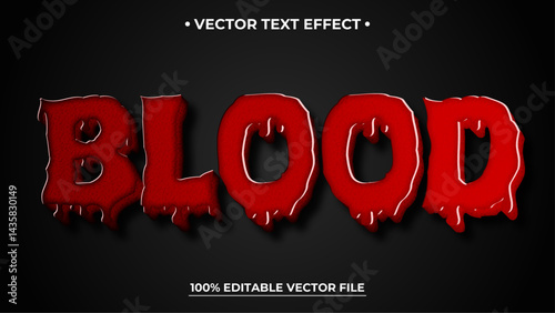 Blood editable text effect template liquid red slime 3d bold cartoon text style
