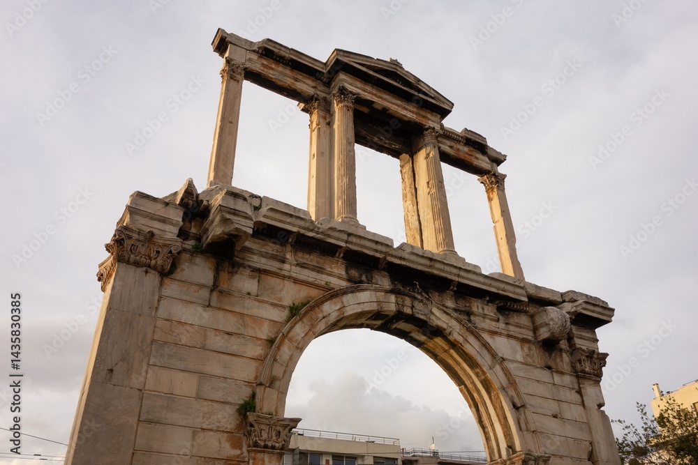 Arch of Hadrian, architectural part of Hadrians Gate in Athens, Greece