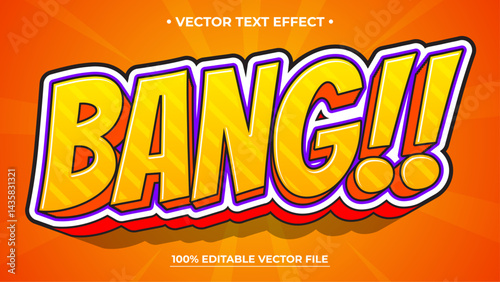 3D fun yellow red text effect Outlined graphic style on abstract orange background