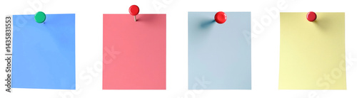 PNG Colorful pinned paper notes, elements on transparent background