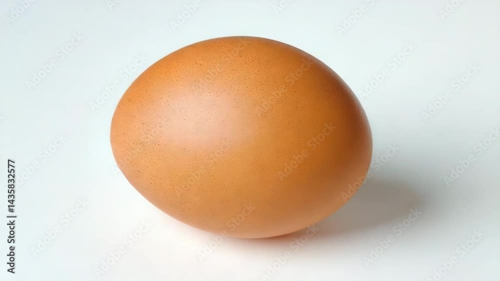 Isolated brown egg with smooth shell, resting on a clean white surface. Simple still life Isolated brown egg with smooth shell, resting on a clean white surface. Simple still life