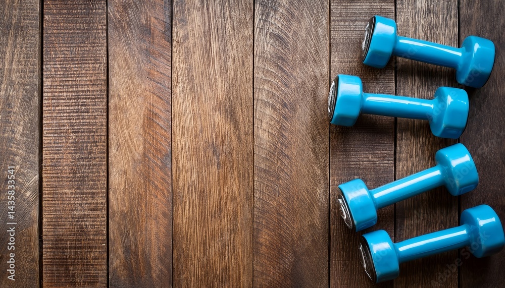 sport equipment; dumbbells on wooden background sport equipment; dumbbells on wooden background