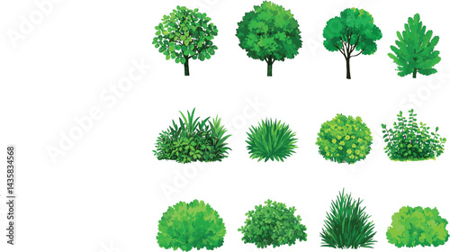 sat of the tree icon set forest victor design with white background.