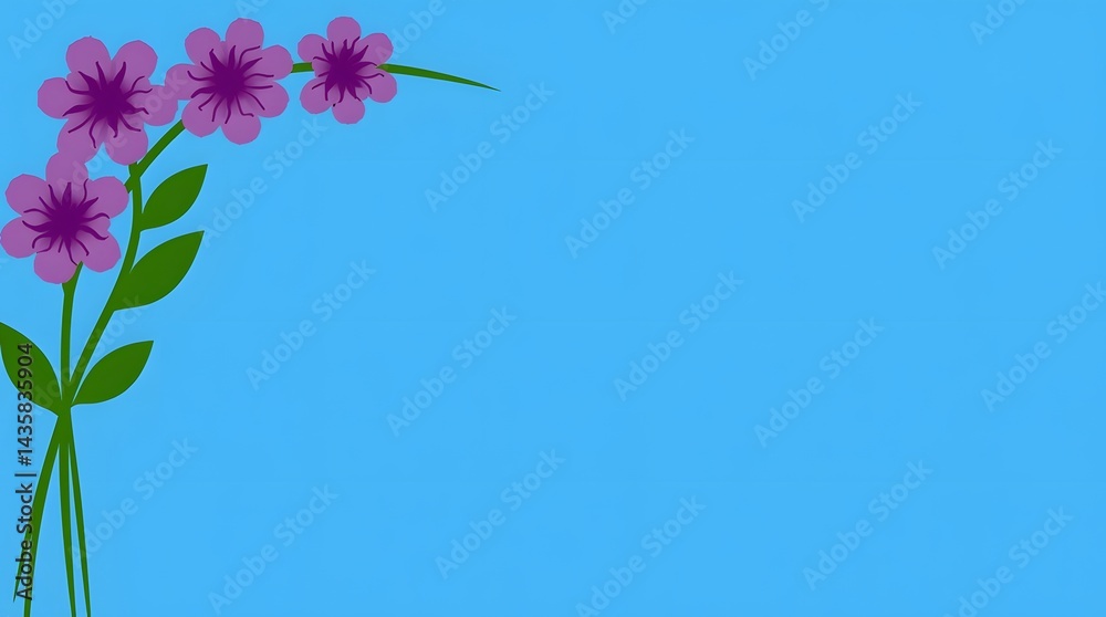 Illustration of purple flowers on a blue background. Suitable for various creative projects.