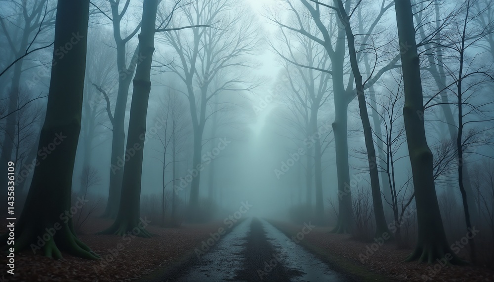 custom made wallpaper toronto digitalPainterly misty forest digital image somber mysterious in gray green blue colors
