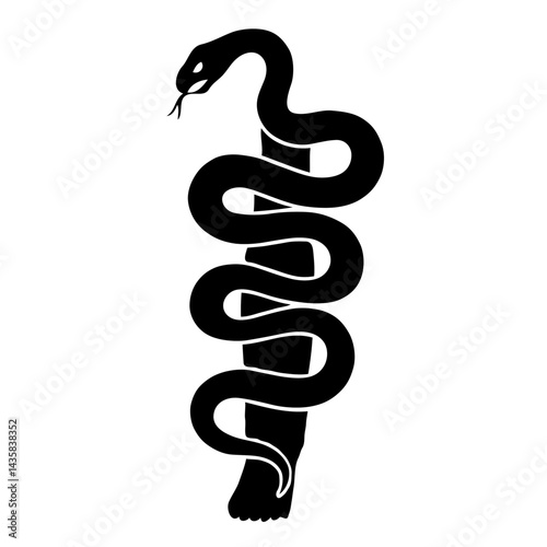 **"Serpent's Flow: A Black and White Minimalist Snake Illustration with Curving, Stylized Form"**  

Would you like to explore how this could be applied in a specific design project or branding idea?