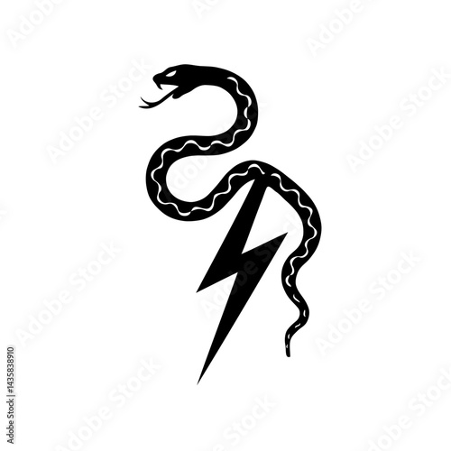 **"Serpent of Storms: A Black Serpentine Creature with Lightning Bolt Symbol, Capturing Sinister Energy and Mythological Power in Bold Minimalist Design"**  

Would you like to explore how this could 
