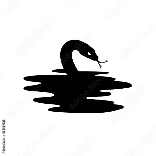 **"Reflected Grace: A Minimalist Black Swan Silhouette in High Contrast, Capturing Elegance and Tranquility on a Calm Water Surface"**  

Would you like to expand this into a description or adjust the
