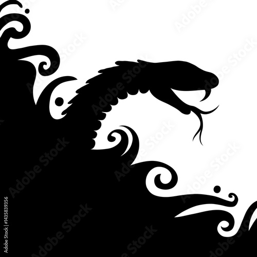 **"Dragon’s Flow: A Black Silhouette of a Serpentine Dragon in Yin-Yang Inspired Minimalist Design with Dynamic Curves and Symbolic Power"**  

Would you like help adapting this into a branding concep