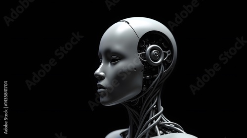 Obraz na płótnie Futuristic robot woman. Ideal for tech, AI, and innovation themes. w salonie