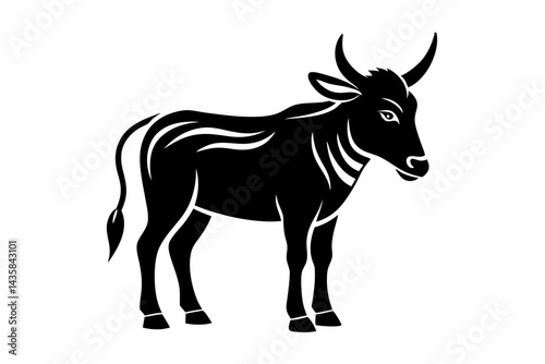 zebu sihouette black vector