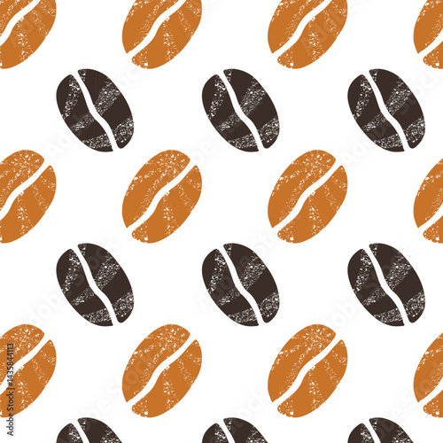 Seamless Coffee Bean Pattern Vector | Hand-Drawn Brown and Black Coffee Beans Texture | Cafe, Coffee Shop, Packaging, Fabric, Digital Paper, Food and Beverage Design | EPS File Included