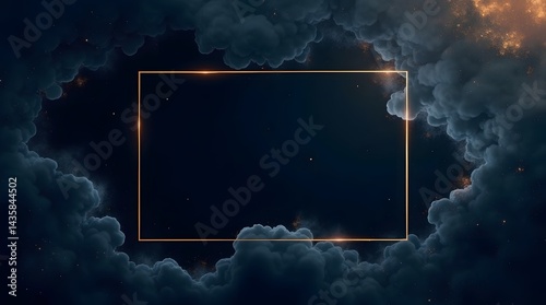 Abstract dark clouds with golden frame. Ideal for backgrounds, graphic resources, and creative projects.
