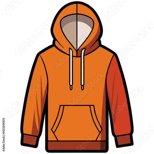 Orange hoodie vector illustration with drawstrings