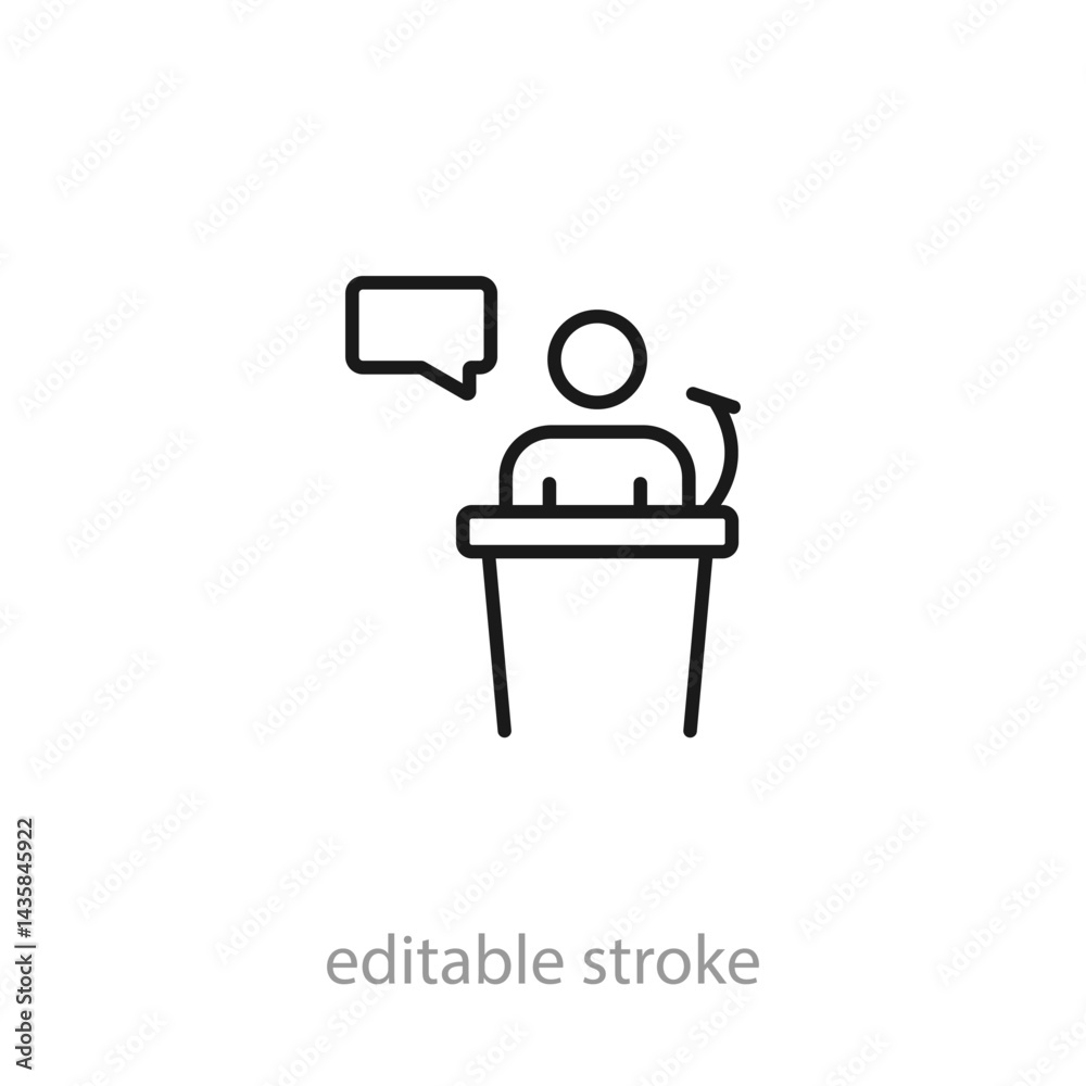 Public speaker simple icon. Orator speaking from tribune icon design, Vector illustration Public speaker simple icon. Orator speaking from tribune icon design, Vector illustration