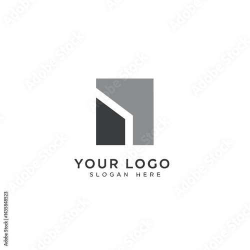 Abstract grey block logo resembling letter N or modern building structure for corporate or architectural branding.
