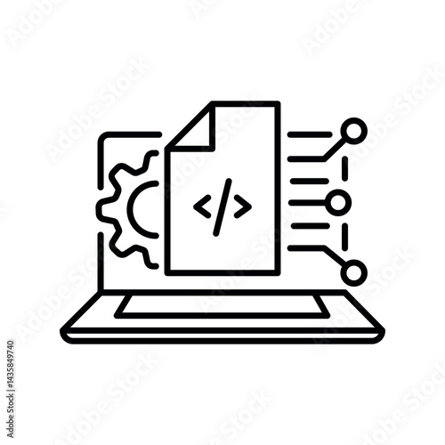 code documentation generation black line icon for digital and print projects.