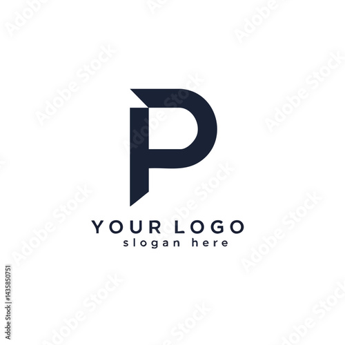Modern dark logo of stylized capital letter P with angled cuts for corporate or tech branding.
