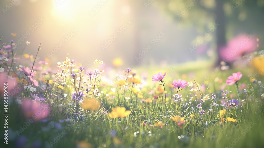 Fototapeta premium Spring meadow a tranquil landscape of renewal and growth