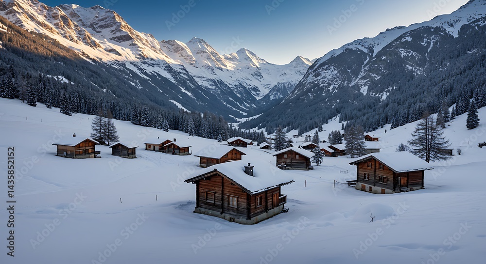 Fototapeta premium Alpine Dawn's Embrace AI Generated