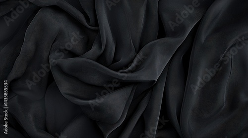 A close-up view of a black fabric with a textured appearance.