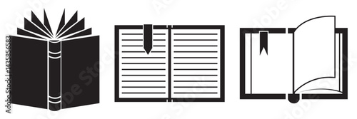 book icon set education study reading learning language skill sign symbol line pictogram vector illustration design flat graphic design
