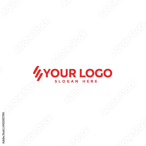Your Logo placeholder template design red typography text with abstract swoosh element slogan here vector illustration concept.
