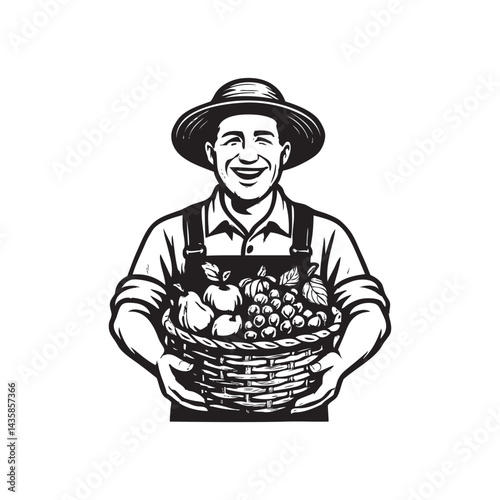 farmer carrying a basket of fruit