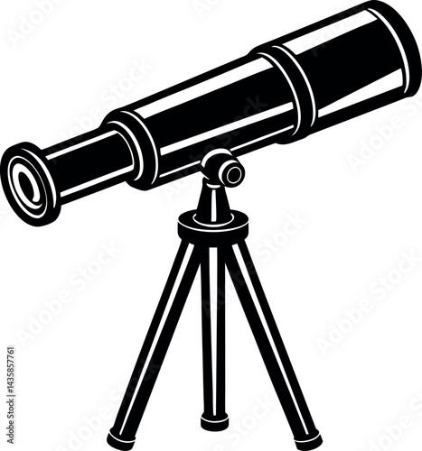 Telescope Icon Silhouette in Black | Vector for Space Science and Research Vector