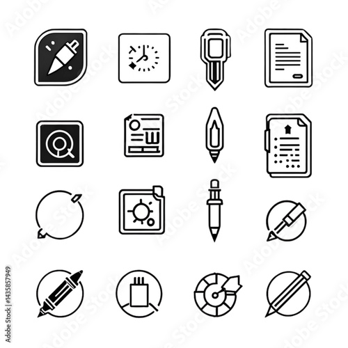 文房具とデザインアイコンセット｜Stationery and Design Icon Set