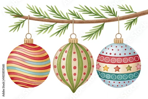 Classic Christmas Ornaments Striped, Polka Dot & More