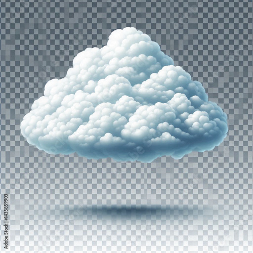 Realistic Cloud Isolated on Transparent and White Background