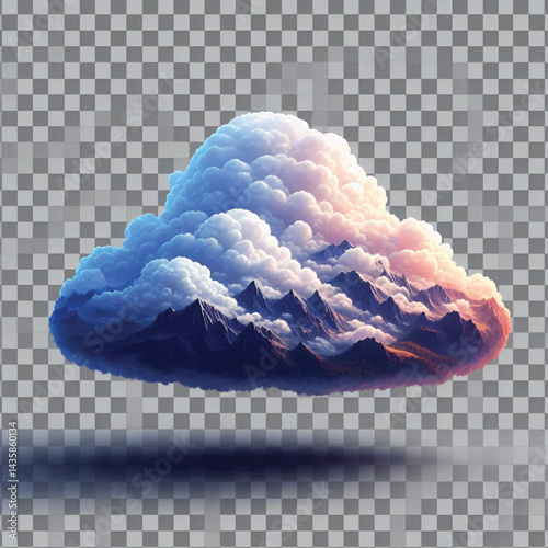Realistic Cloud Isolated on Transparent and White Background