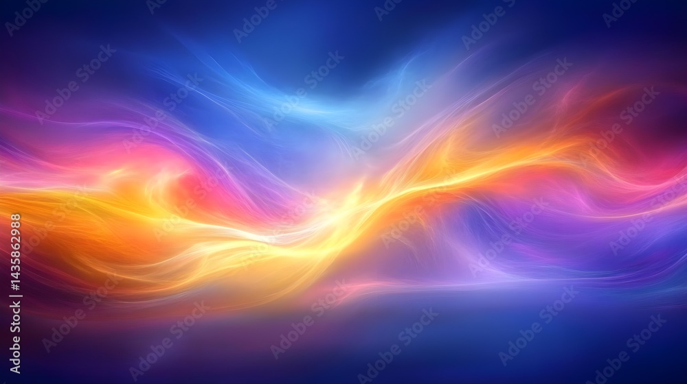 Colorful Abstract Digital Painting of Flowing Waves in Bright Hues Colorful Abstract Digital Painting of Flowing Waves in Bright Hues