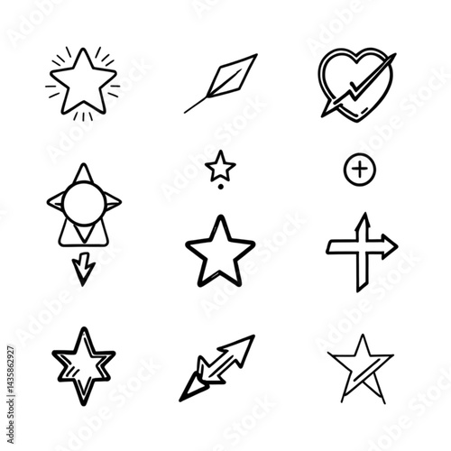 星とパワーシンボルアイコン｜Star and Power Symbol Icons