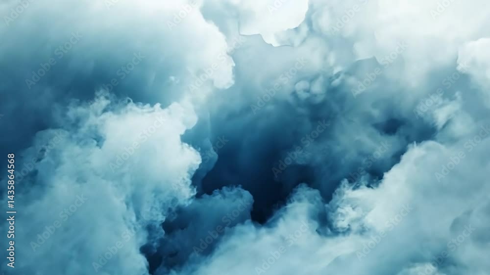 Abstract watercolor painting in shades of blue and white. The artwork features soft, cloud-like forms and a dreamy atmosphere. Perfect for backgrounds or design projects