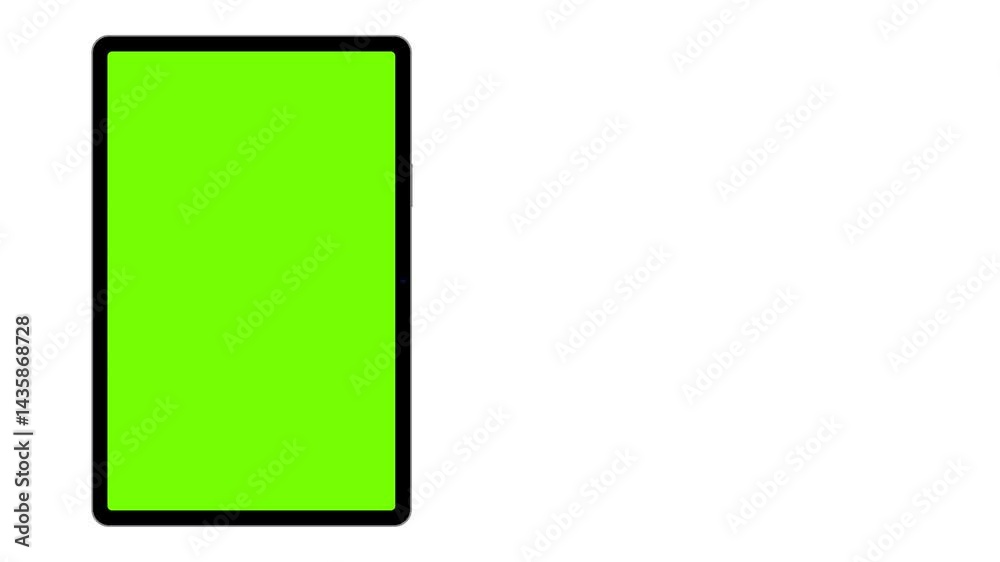 Animated Tablet Vertical Horizontal Mockup, Side And Front View With Green Screens, For Web Presentations, Isolated On White Background Animated Tablet Vertical Horizontal Mockup, Side And Front View With Green Screens, For Web Presentations, Isolated On White Background