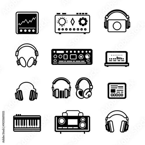 音楽とヘッドホンのアイコンセット｜Music and Headphone Icon Set