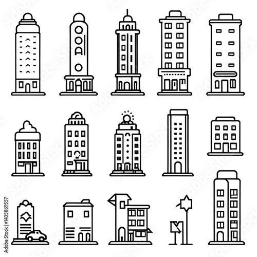 ビルと建物のアイコンセット｜Buildings and Architecture Icon Set
