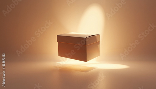 Black Friday Product Packaging Box Illuminated Against Neutral Background  